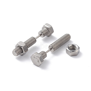 Non-Tarnish 304 Stainless Steel Screw Bolt Ear Taper Stretcher for Woman Men(EJEW-F312-08P)-2