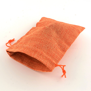 ポリエステル模造黄麻布包装袋巾着袋(X-ABAG-R004-14x10cm-02)-3