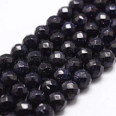 8mm PrussianBlue Round Blue Goldstone Beads