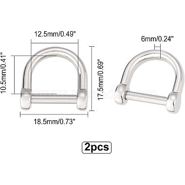 CHGCRAFT 2Pcs 304 Stainless Steel D-Ring Anchor Shackle Clasps(STAS-CA0001-56A)-2