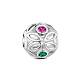 TINYSAND Rondelle Rhodium Plated 925 Sterling Silver Lucky Clover Charm European Beads(TS-C-004)-1