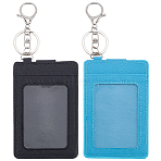 2 Sets 2 Colors Rectangle Imitation Leather Name Card Holders, with Zinc Alloy & Iron Keychain, Platinum, Mixed Color, 187mm, 1 set/color(AJEW-SC0004-35)