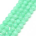 Baking Paint Crackle Glass Bead Strands, Round, Turquoise, 8mm, Hole: 1.3~1.6mm, about 100pcs/strand, 31.4 inch(DGLA-Q023-8mm-YS19)
