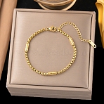 304 Stainless Steel Box Bracelets for Women, Cylinder, Golden, 6.50 inch(16.5cm)(BJEW-D407-03G)