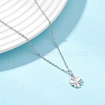 Clover Brass Pendant 304 Stainless Steel Cable Chain Necklaces for Women, Platinum & Stainless Steel Color, 15.83 inch(40.2cm)(NJEW-JN05601-02)