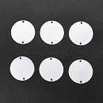 Smooth Brass Links, with 2 Hole, Flat Round, Platinum, 22x0.4mm, Hole: 1.2mm, 50pcs/box(KK-BC0002-05P)