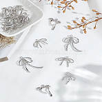 20Pcs 5 Styles Rack Plating Alloy Pendants, Cadmium Free & Nickel Free & Lead Free, Bowknot, Platinum, 20~33x12~27x2~4mm, Hole: 1~1.8mm(FIND-LP0005-92P)