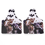 Imitation Leather Big Pendants, Rectangle with Cattle Pattern, Black, 60x45x2mm, Hole: 1.6mm(FIND-Q090-001B)