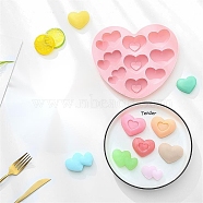 Heart Food Grade Silicone Molds, Fondant Molds, Baking Molds, Chocolate, Candy, Biscuits, UV Resin & Epoxy Resin Jewelry Making, Pink, 208x185x20mm(DIY-F044-10)