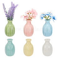 6Pcs 6 Colors Mini Ceramic Floral Vases for Home Decor, Small Flower Bud Vases for Centerpiece, Vase with Wavy Texture, Mixed Color, 45x77mm, Hole: 25mm, 1pc/color(BOTT-NB0001-04)