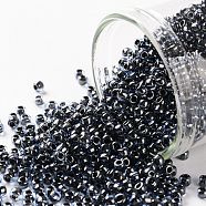 TOHO Round Seed Beads, Japanese Seed Beads, (362) Crystal Navy Blue Lined Luster, 11/0, 2.2mm, Hole: 0.8mm, about 5555pcs/50g(SEED-XTR11-0362)