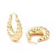 Rack Plating Brass Croissant Hoop Jewelry for Women, Cadmium Free & Lead Free, Real 18K Gold Plated, 35x30x10.5mm, Pin: 0.7x1.2mm(X-EJEW-G288-33B-G)