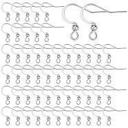 100Pcs 304 Stainless Steel French Earring Hooks, Flat Earring Hooks, Ear Wire, with Horizontal Loop, Stainless Steel Color, 15~17x18mm, Hole: 2mm, 21 Gauge, Pin: 0.7mm(STAS-SC0004-63P)