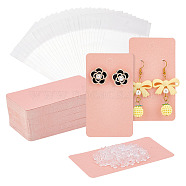 Elite 120Pcs Blank kraft Paper Earring Card Holder for Earring Display, with 240Pcs Plastic Ear Nuts and 120Pcs Cellophane Bags, Pink, 4~89x4~50x0.5mm, Hole: 1~6mm(DIY-PH0009-96B)