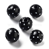 Wood European Beads, Large Hole Beads, Ladybug, Black, 15.5~16x14.5mm, Hole: 4mm(WOOD-M011-02A)