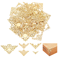 Elite DIY Making Findings Kits, Including Iron Triangle Filigree Joiners Link & Cabochons Setting, Golden, Links: 16~49x31~76x0.5~1mm, 80pcs; Cabochons Setting: 47x79x0.7mm, Tray: 14mm, 20pcs(DIY-PH0010-38)