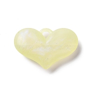 Luminous Acrylic Pendants, with Glitter, Glow In The Dark, Heart Charms, Yellow, 25.5x38x9.5mm, Hole: 4x4mm, about 94pcs/500g(OACR-E010-27B)