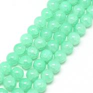 Baking Painted Crackle Glass Bead Strands, Round, Turquoise, 8mm, Hole: 1.3~1.6mm, about 100pcs/strand, 31.4 inch(DGLA-Q023-8mm-YS19)