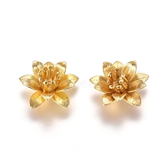 3D Brass Bead Caps, Flower, Multi-Petal, Golden, Tray: 5mm, 16x6.5mm, Hole: 0.8mm(KK-G368-04G)