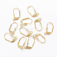 304 Stainless Steel Leverback Earring Findings, with Loop, Real 18K Gold Plated, 19x10.5x5mm, Hole: 1.6~2mm(STAS-H558-32G)