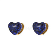 Heart Shape Golden 304 Stainless Steel Hoop Earrings, with Enamel, Dark Blue, 14.3x16.3mm(TZ8486-3)