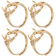 8Pcs Brass Cubic Zirconia Adjustable Ring Components, 4 Claw Prong Ring Settings, Long-Lasting Plated, Oval, Golden, Inner Diameter: 18mm, Tray: 10x8mm(KK-SC0003-94)