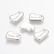 304 Stainless Steel Charms, Heart with Word Forever Love, For Valentine's Day, Stainless Steel Color, 10x14x2mm, Hole: 1mm(STAS-K149-05P)