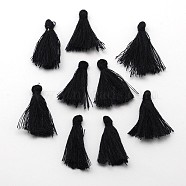 Cotton Thread Tassels Pendant Decorations, Black, 25~31x5mm, about 39~47pcs/bag(NWIR-P001-03H)