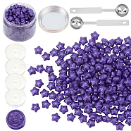 Sealing Wax Particles Kits for Retro Seal Stamp, with Stainless Steel Spoon, Candle, Plastic Empty Containers, Blue Violet, 9mm, 200pcs(DIY-CP0003-54M)