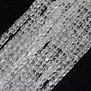 Glass Beads Strands, Faceted, Cube, Clear, 2.5~3x2.5~3x2.5~3mm, Hole: 1mm, about 185~188pcs/strand, 47~48cm(EGLA-J028-2x2mm-01)