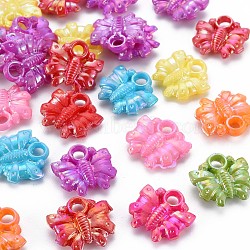 Resin Pendants, AB Color, Butterfly, Mixed Color, 17.5x17x5mm, Hole: 2mm, About 900pcs/bag(RESI-N029-002)
