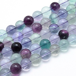 Natural Fluorite Beads Strands, Round, 12~12.5mm, Hole: 1mm, about 33pcs/strand, 15.75 inch(40cm)(G-G823-03-12mm)