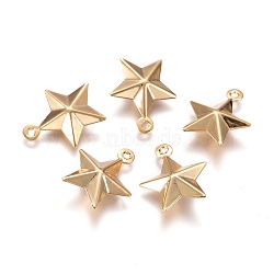 304 Stainless Steel Pendants, Star, Golden, 15x12x4mm, Hole: 1mm(X-STAS-I138-12G)