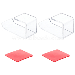 2Pcs Acrylic Headphone Holder Sets, with 4Pcs Square Double Sided Adhesive Tape, Clear, 105x46x54mm(ODIS-WH0011-49)