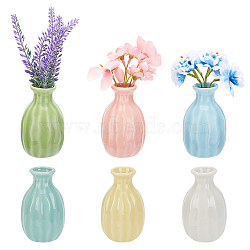6Pcs 6 Colors Mini Ceramic Floral Vases for Home Decor, Small Flower Bud Vases for Centerpiece, Vase with Wavy Texture, Mixed Color, 45x77mm, Hole: 25mm, 1pc/color(BOTT-NB0001-04)