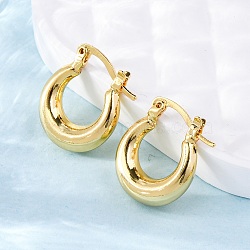 Chunky Huggie Hoop Earrings for Women, Real 18K Gold Plated, 19x15x5mm, Pin: 0.4mm(X-EJEW-A064-11G-RS)