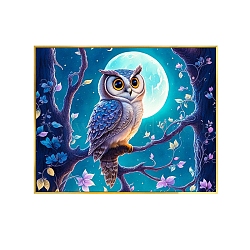 DIY Diamond Painting Kits, with Resin Rhinestones, Diamond Sticky Pen, Tray Plate and Glue Clay, Owl, 400x300mm(PW-WG39791-13)