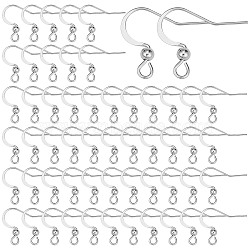 100Pcs 304 Stainless Steel French Earring Hooks, Flat Earring Hooks, Ear Wire, with Horizontal Loop, Stainless Steel Color, 15~17x18mm, Hole: 2mm, 21 Gauge, Pin: 0.7mm(STAS-SC0004-63P)