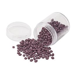 Czech Glass Seed Beads, 2-Hole, Opaque Colours, Purple, 5x3.5x3mm, Hole: 0.5mm, about 630pcs/box(SEED-JP0005-23030)