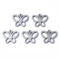 Tarnish Resistant 304 Stainless Steel Charms, Laser Cut, Butterfly, Stainless Steel Color, 12x15x1mm, Hole: 1mm(X-STAS-N092-26)