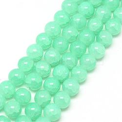 Baking Painted Crackle Glass Bead Strands, Round, Turquoise, 8mm, Hole: 1.3~1.6mm, about 100pcs/strand, 31.4 inch(DGLA-Q023-8mm-YS19)