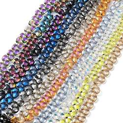 Electroplate Triangle Glass Beads Strands, Faceted, Mixed Color, 9x10x5mm, Hole: 1mm, about 100pcs/strand, 23.62''(60cm)(EGLA-A036-11A-M)