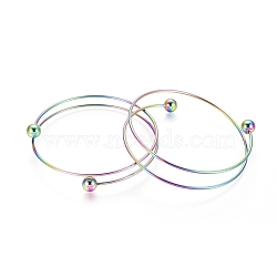 Ion Plating(IP) 304 Stainless Steel Bangles Making, Rainbow Color, 2-1/2 inch(6.5cm)(MAK-K019-01M)