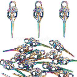 20Pcs Alloy Pendants, Cadmium Free & Nickel Free & Lead Free, Bird Skull Shape, Rainbow Color, 39.5x12x9.5mm, Hole: 4.5x4mm(FIND-SZ0003-29)