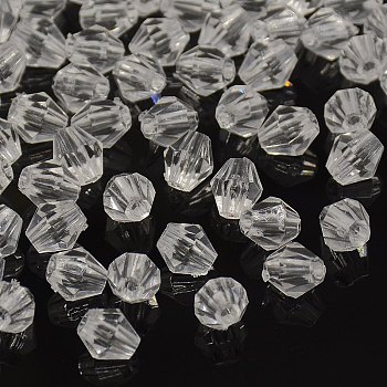 Faceted Bicone Transparent Acrylic Beads, Dyed, Clear, 6mm, Hole: 1mm, about 5800pcs/500g