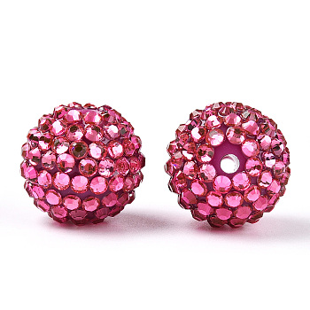 Transparent Resin Rhinestone Graduated Beads, with Acrylic Round Beads Inside, Camellia, 20mm, Hole: 2~2.5mm