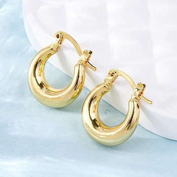 Chunky Huggie Hoop Earrings for Women, Real 18K Gold Plated, 19x15x5mm, Pin: 0.4mm