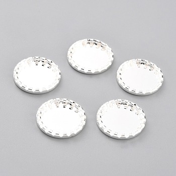 304 Stainless Steel Cabochon Settings, Lace Edge Bezel Cups, Flat Round, Silver, 17x2mm Tray: 14mm