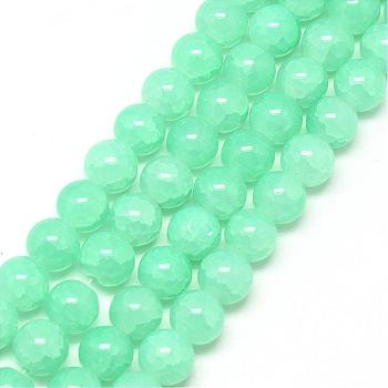 Baking Painted Crackle Glass Bead Strands, Round, Turquoise, 8mm, Hole: 1.3~1.6mm, about 100pcs/strand, 31.4 inch