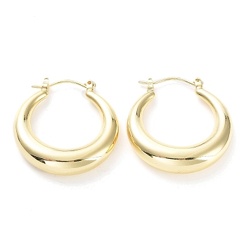 Brass Hoop Earrings for Women, Real 18K Gold Plated, 30x28x7.5mm